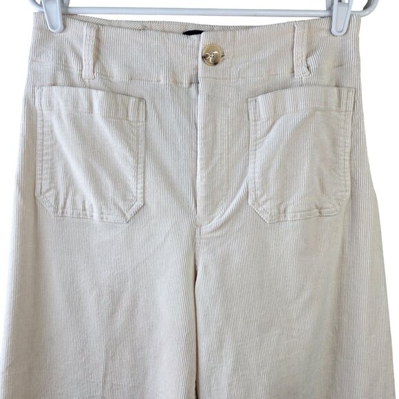 Maeve Colette Pants Size 30 Cream White Corduroy High Waisted Crop Wide Leg Crop - Picture 4 of 12